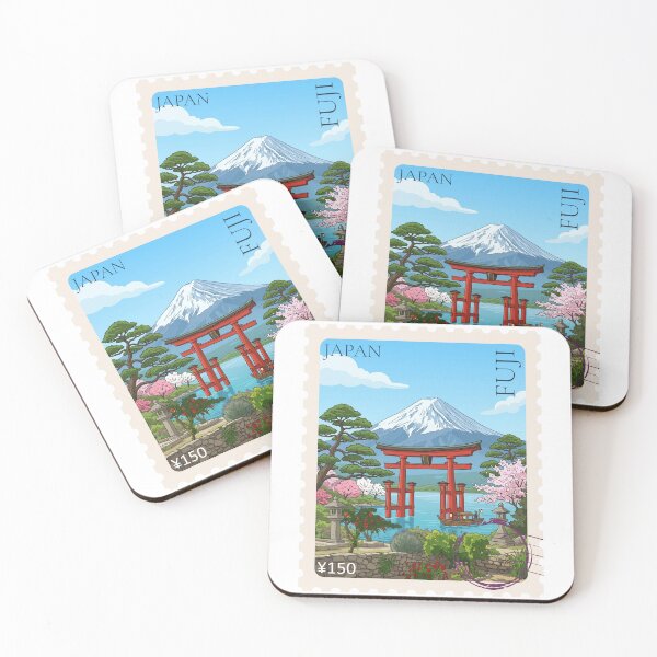 Item preview, Mount Fuji Torii Gate Japan Vintage Postage Stamp Art designed and sold by YellowLion.