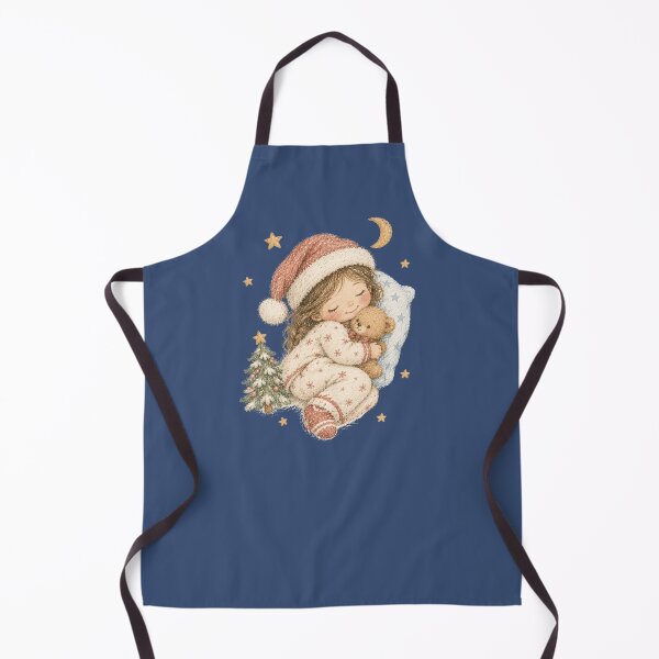 Item preview, Cozy Girl Sleeping with Teddy Bear and Santa Hat – Hand-Drawn Pastel Holiday Art designed and sold by fulldreamer2021.