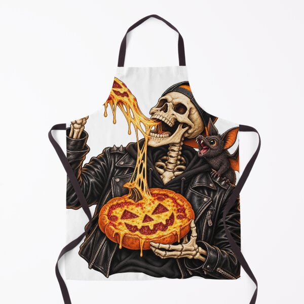 Item preview, Funny Skeleton Eating Pumpkin Pizza with Bat designed and sold by Kate1art.