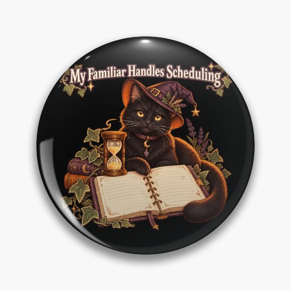 Item preview, My Familiar Handles Scheduling Witchy Black Cat Planner Humor designed and sold by ThreadQuirk.