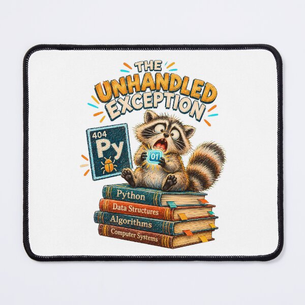 Item preview, The Unhandled Exception Raccoon Programmer Books designed and sold by chattsuede.