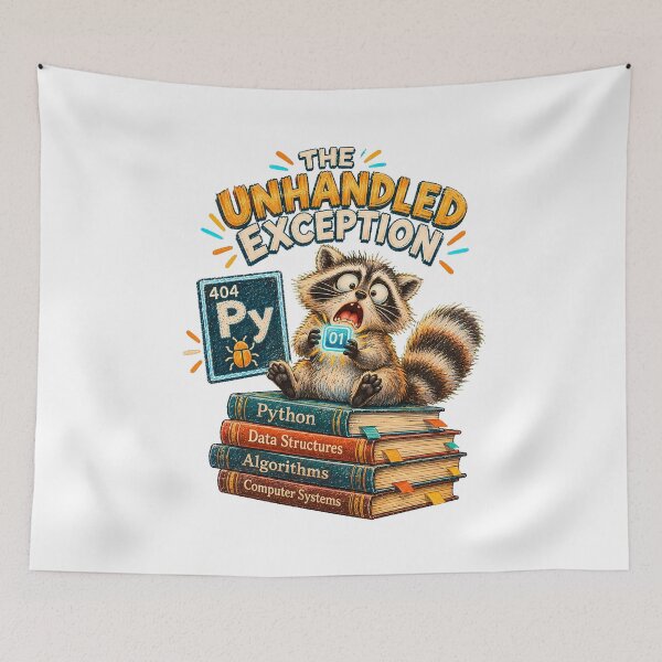 Item preview, The Unhandled Exception Raccoon Programmer Books designed and sold by chattsuede.