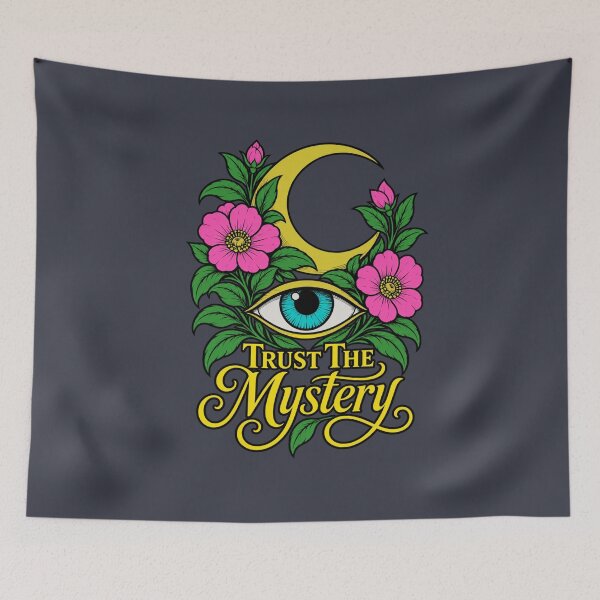 Item preview, Trust the Mystery – Blue Eye, Moon & Pink Flowers designed and sold by Aimetoi.