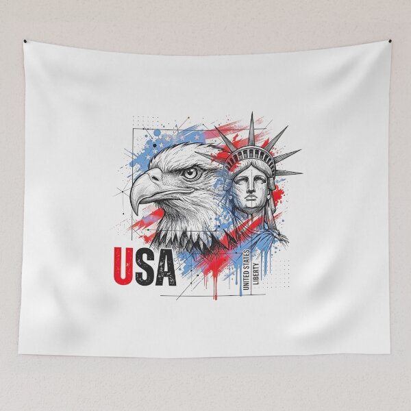 Item preview, American Eagle and Statue of Liberty Grunge Art designed and sold by EdwinkOne.