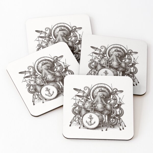 Item preview, Octopus Drummer Captain Playing Drum Kit Vintage Nautical designed and sold by Per My Last Nerve Studio.