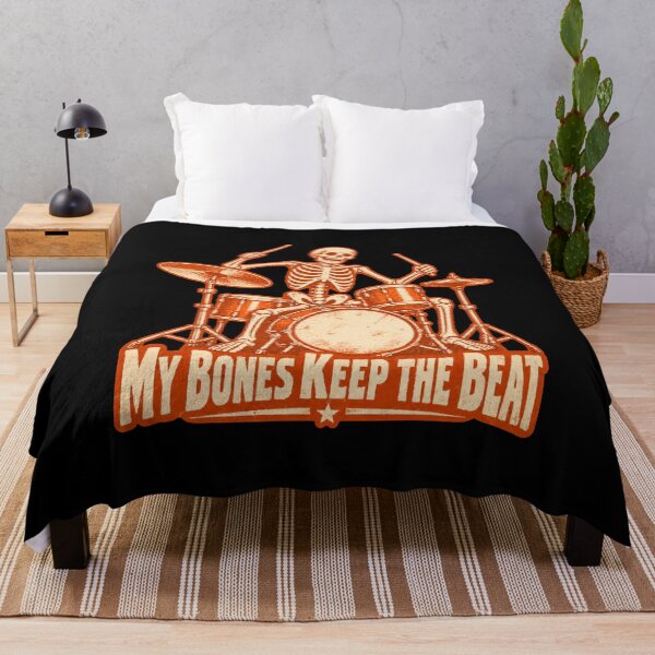 Item preview, My Bones Keep the Beat Skeleton Drummer Retro Music Humor designed and sold by ThreadQuirk.