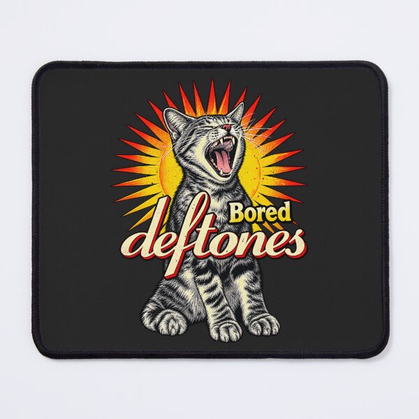 Item preview, Deftones Bored Cat Yawning Sunburst Alternative Rock Band Tribute Black Background designed and sold by Cuiroblinda.