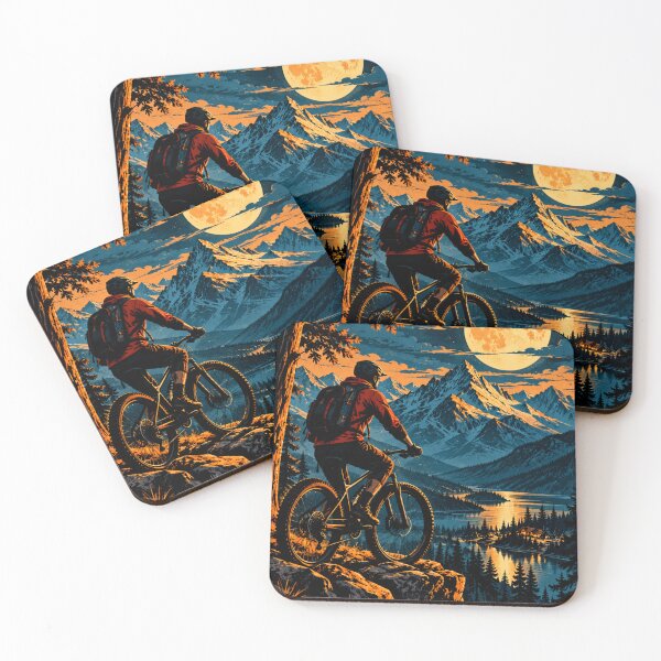 Item preview, Moonlit Mountain Biking Adventure in Alpine Wilderness designed and sold by AbstractAuraArt.