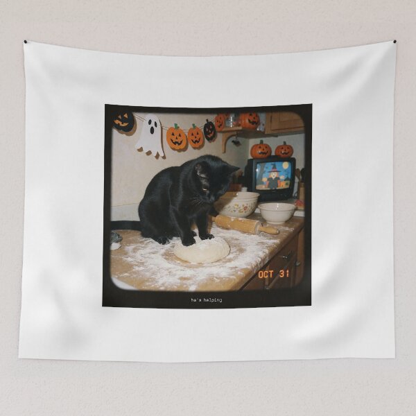 Item preview, Hes Helping Black Cat Making Biscuits Dough Vintage Halloween designed and sold by Per My Last Nerve Studio.