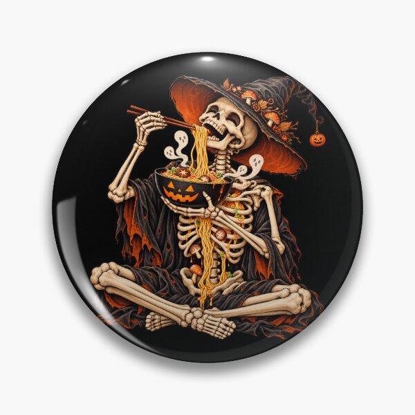 Item preview, Funny Witch Hat Skeleton Slurping Halloween Ramen designed and sold by Kate1art.