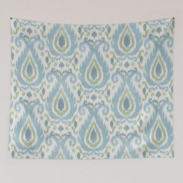 Item preview, Textured Ikat Abstract Flowers In Sage Green and Pastel Blue designed and sold by EliveraDesigns.