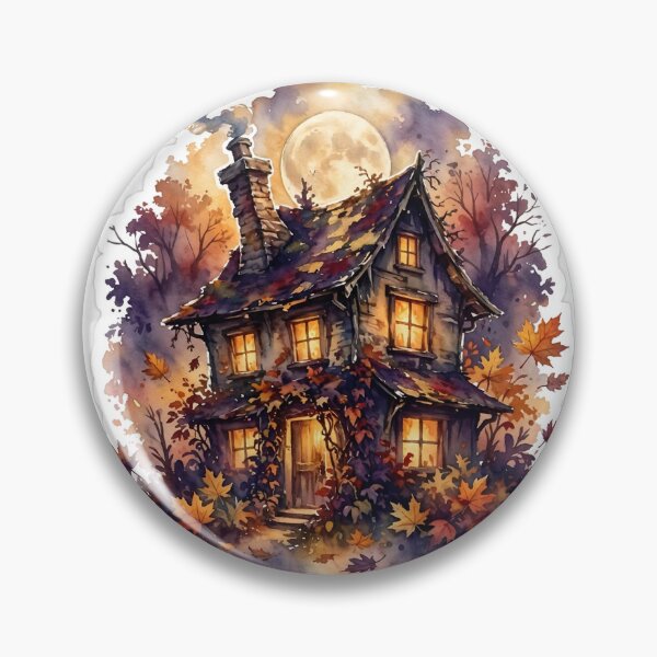 Item preview, Watercolor Haunted House with Moon designed and sold by SeeInspiresS.