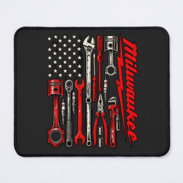 Item preview, Milwaukee Tools American Flag Tools Pistons Wrenches Patriotic Red Black Mechanic designed and sold by Cuiroblinda.