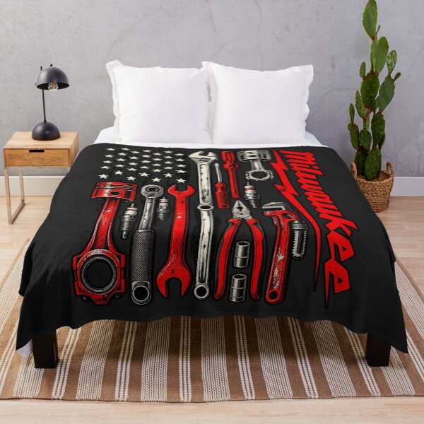 Item preview, Milwaukee Tools American Flag Tools Pistons Wrenches Patriotic Red Black Mechanic designed and sold by Cuiroblinda.
