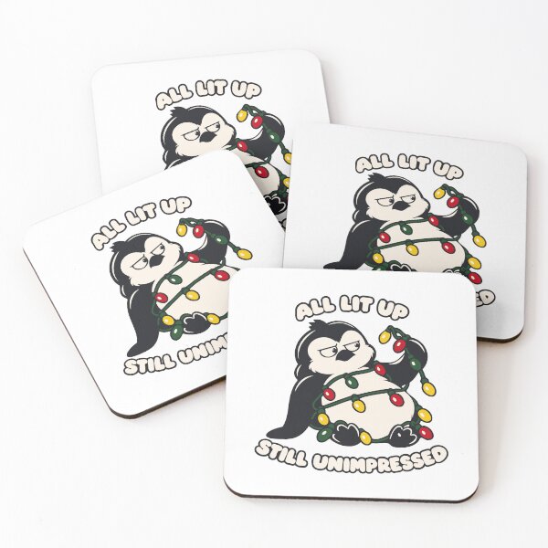 Item preview, All Lit Up Still Unimpressive Funny Christmas Tangled Penguin designed and sold by MalisoStickers.