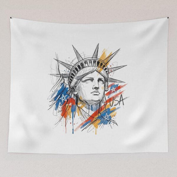 Item preview, Statue of Liberty Urban Sketch Patriotic Art designed and sold by EdwinkOne.
