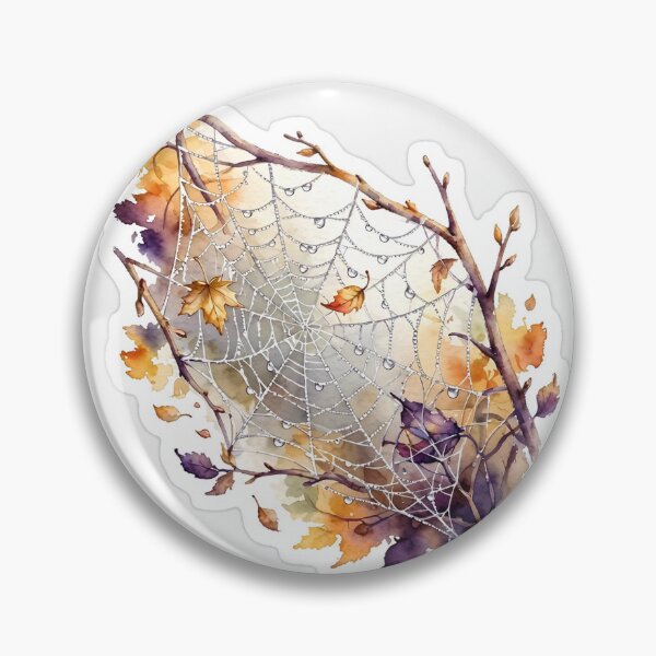 Item preview, Watercolor Spiderweb with Autumn Leaves designed and sold by SeeInspiresS.