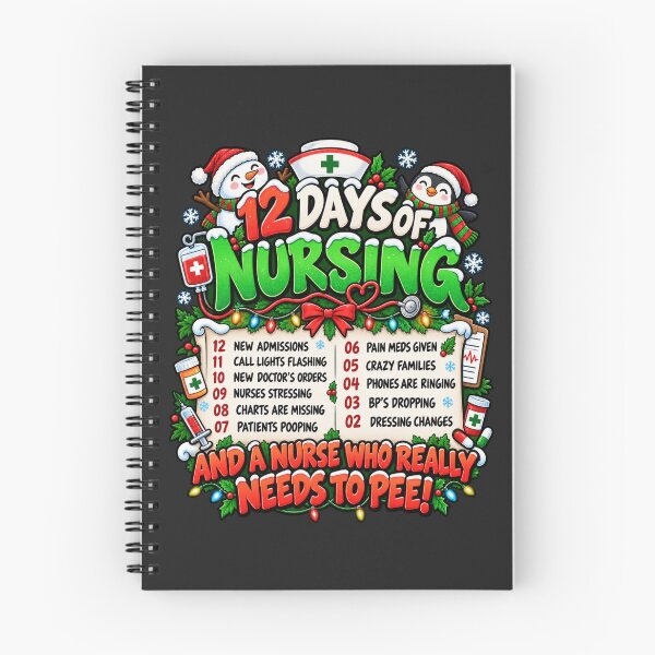Item preview, 12 Days of Nursing Christmas Parody Nurse Humor Snowman Penguin Medical Checklist designed and sold by Cuiroblinda.