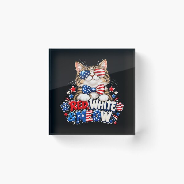 Item preview, Red White and Meow Patriotic Cat designed and sold by signshirtz.