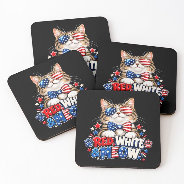 Item preview, Red White and Meow Patriotic Cat designed and sold by signshirtz.