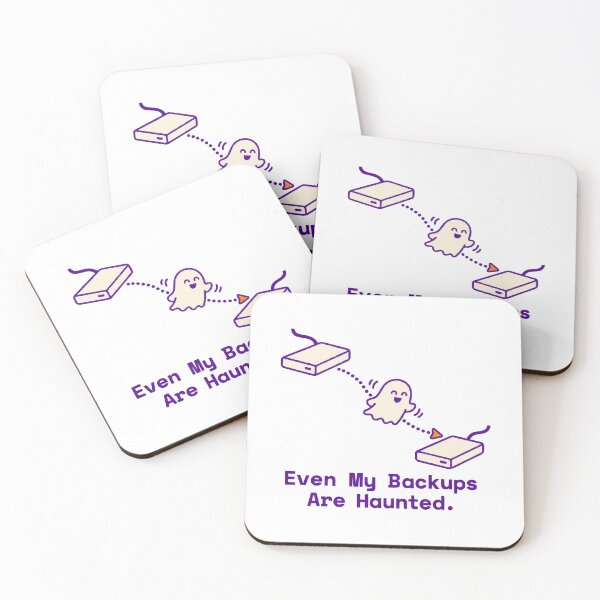 Item preview, Even My Backups Are Haunted Ghost Schematic Programmer Halloween designed and sold by ThreadQuirk.