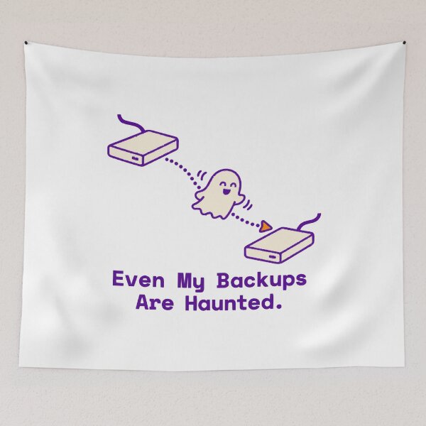 Item preview, Even My Backups Are Haunted Ghost Schematic Programmer Halloween designed and sold by ThreadQuirk.