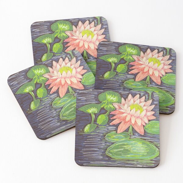 Item preview, Vibrant waterlillies in acrylic by Zan designed and sold by Zandoesart.