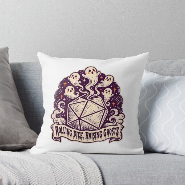 Item preview, Rolling Dice Raising Ghosts Tabletop Gamer Halloween D20 Woodcut designed and sold by ThreadQuirk.