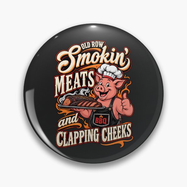Item preview, Old Row Smokin Meats and Clapping Cheeks BBQ Pig Chef Brisket Flames Humor designed and sold by Cuiroblinda.