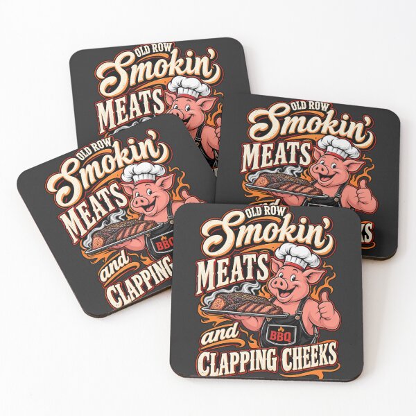 Item preview, Old Row Smokin Meats and Clapping Cheeks BBQ Pig Chef Brisket Flames Humor designed and sold by Cuiroblinda.