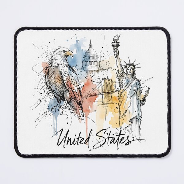 Item preview, American Eagle and Iconic United States Landmarks designed and sold by EdwinkOne.