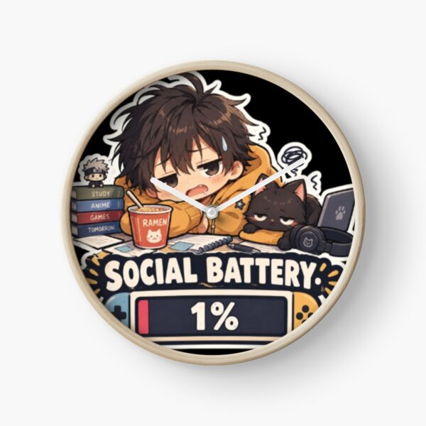 Item preview, Anime Social Battery 1%, Funny Tired Chibi Art. designed and sold by TulipsArtDesigns .