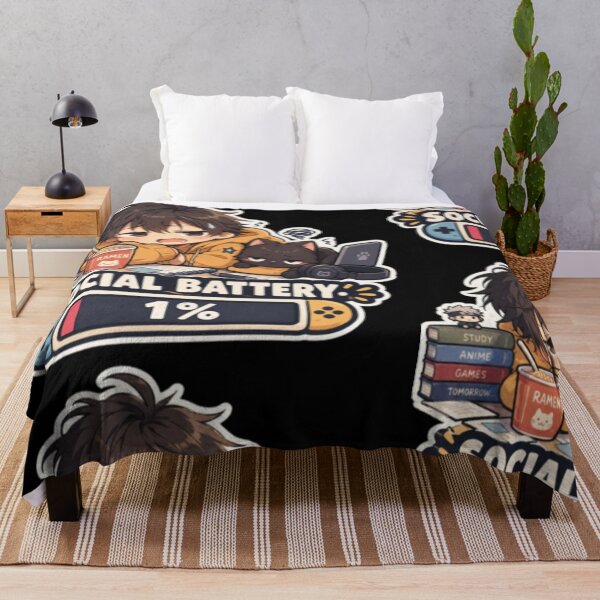 Item preview, Anime Social Battery 1%, Funny Tired Chibi Art. designed and sold by TulipsArtDesigns .