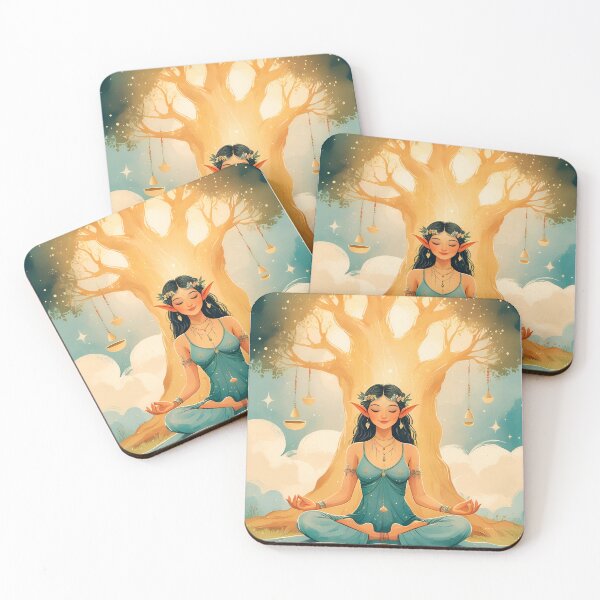 Item preview, Elf meditating, watercolor style #2 designed and sold by ELFofDREAMS.