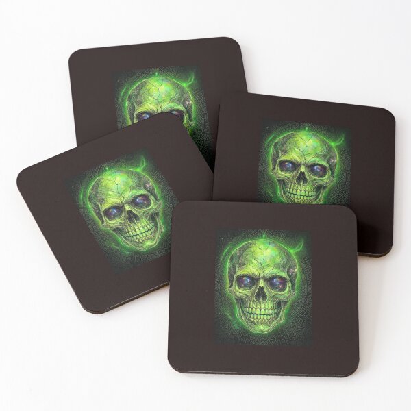 Item preview, Flamin’ Green Skull designed and sold by deafhoops1.
