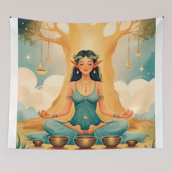 Item preview, Elf meditating, watercolor style #2 designed and sold by ELFofDREAMS.