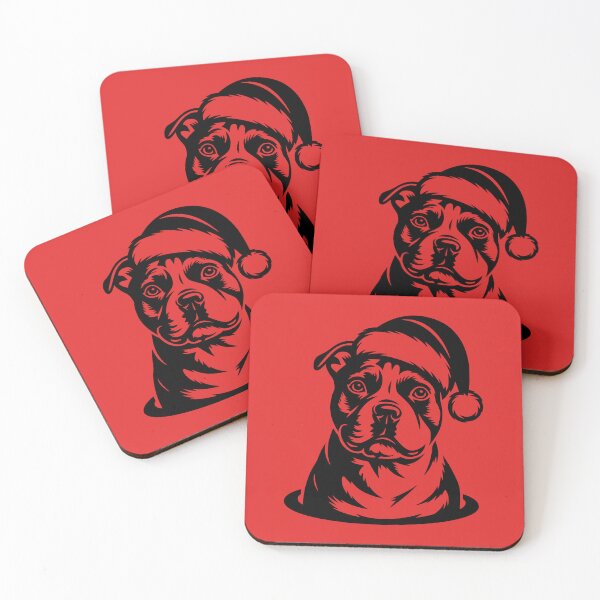 Item preview, Staffordshire Bull Terrier Wearing a Santa Hat designed and sold by theartfulaspie.