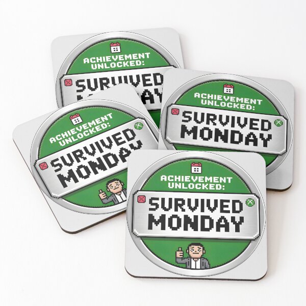 Item preview, Achievement Unlocked: Survived Monday – Funny Gamer Quote designed and sold by Jollys-ArtShop.
