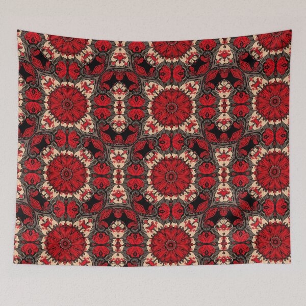 Item preview, Gothic Red Floral Kaleidoscope – Dark Botanical Ornamental Pattern designed and sold by My Gluten Free Life UK.