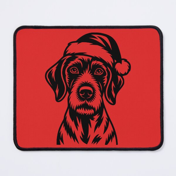 Item preview, German Wirehaired Pointer Wearing a Santa Hat designed and sold by theartfulaspie.