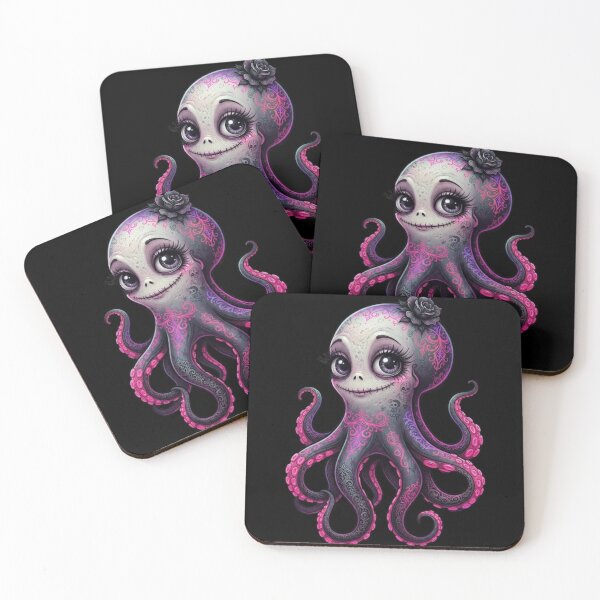 Item preview, Gothic Octopus - Spooky Cute Pink Kraken Art designed and sold by MysticalSister.