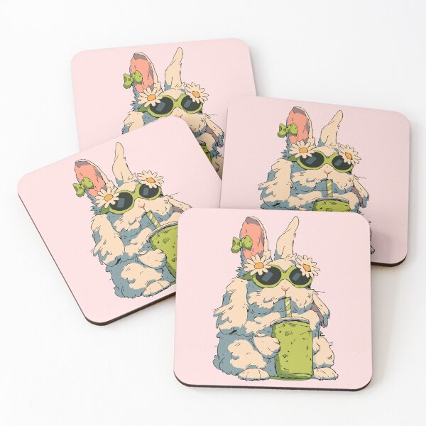 Item preview, Cool Bunny Drinking Iced Matcha Latte | Trendy Summer Aesthetic Art designed and sold by kuwagatamushi.