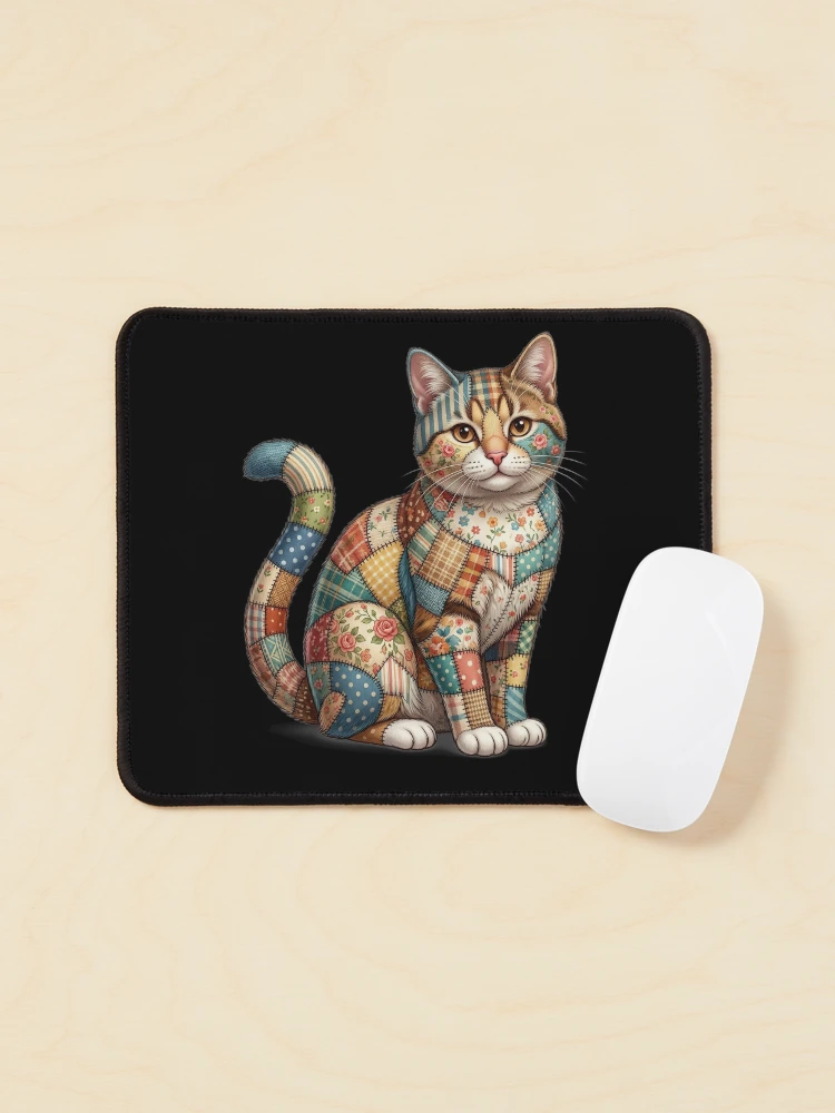 Thumbnail 1 of 5, Mouse Pad, Patchwork Cat designed and sold by ReneMM.