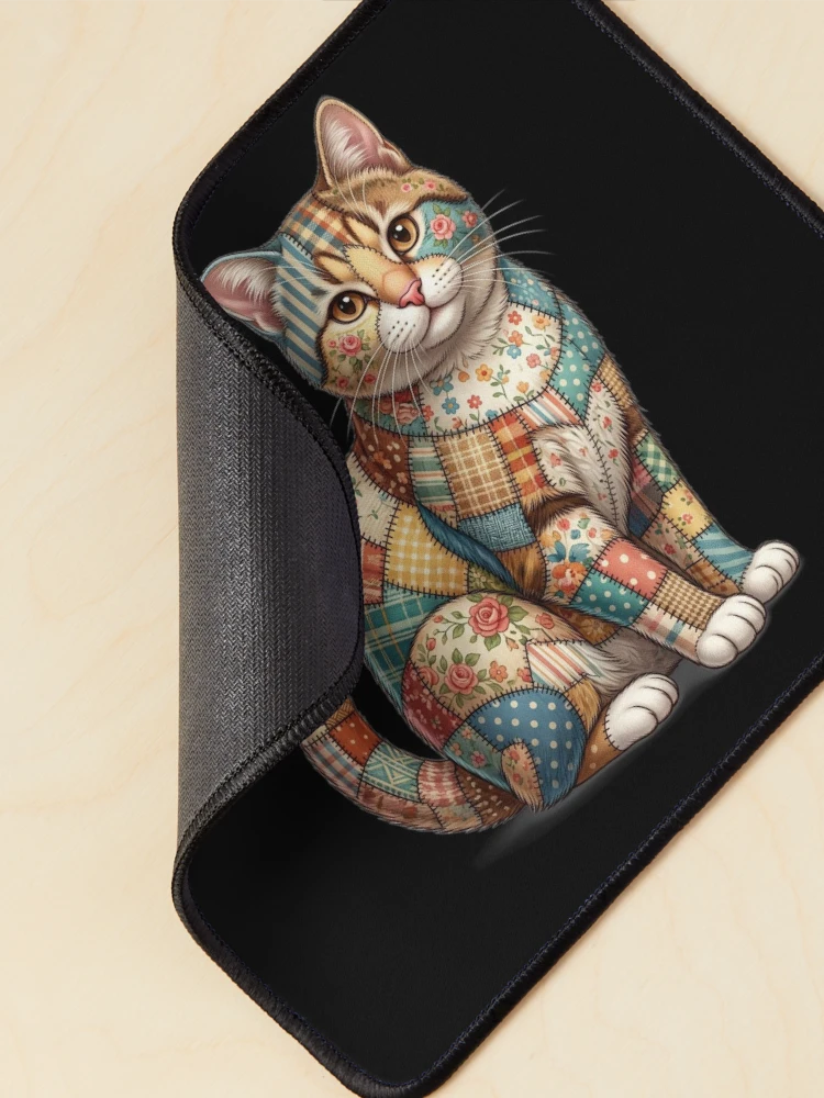 Thumbnail 2 of 5, Mouse Pad, Patchwork Cat designed and sold by ReneMM.