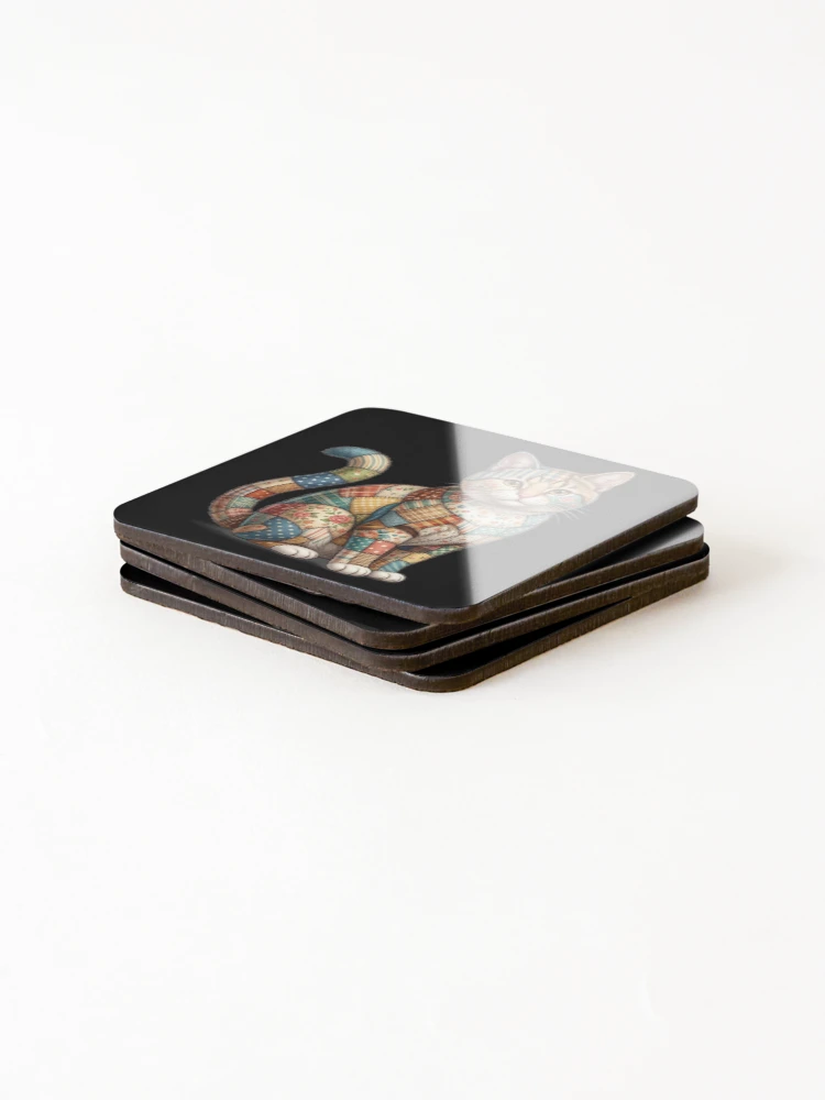 Thumbnail 4 of 5, Coasters (Set of 4), Patchwork Cat designed and sold by ReneMM.