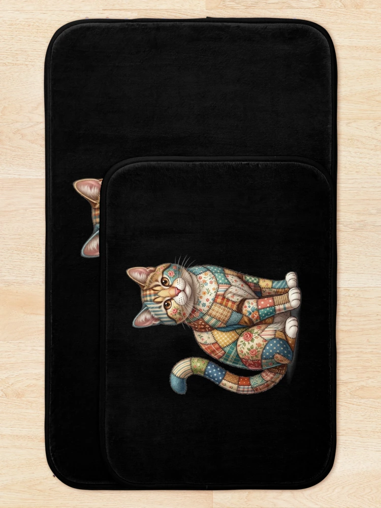 Thumbnail 5 of 6, Bath Mat, Patchwork Cat designed and sold by ReneMM.