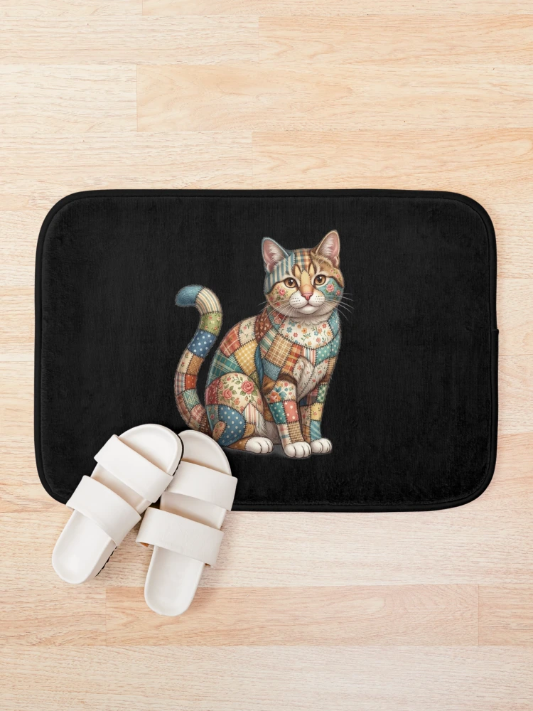 Thumbnail 1 of 6, Bath Mat, Patchwork Cat designed and sold by ReneMM.