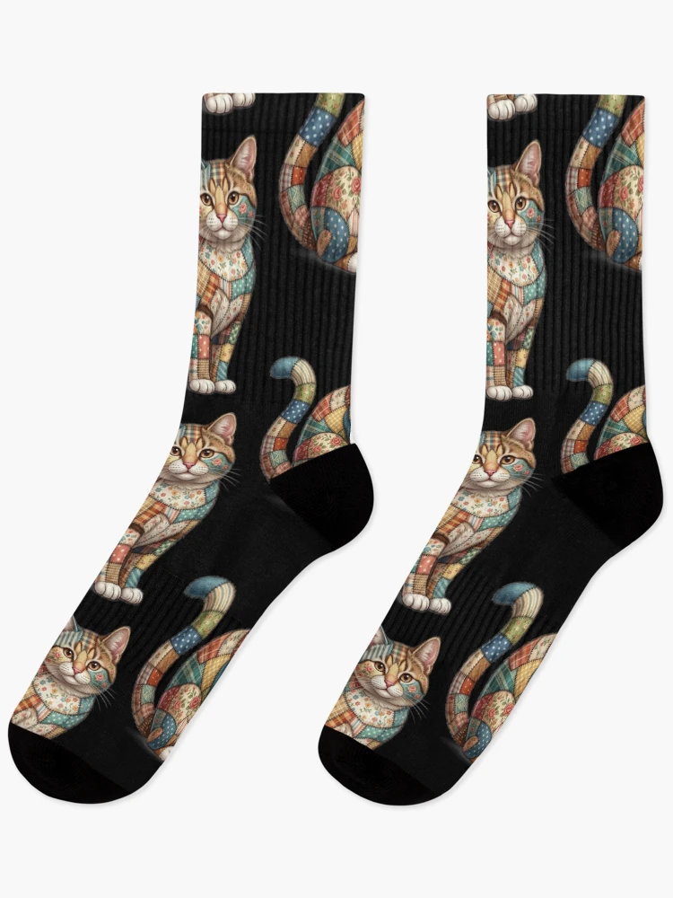 Thumbnail 1 of 5, Socks, Patchwork Cat designed and sold by ReneMM.