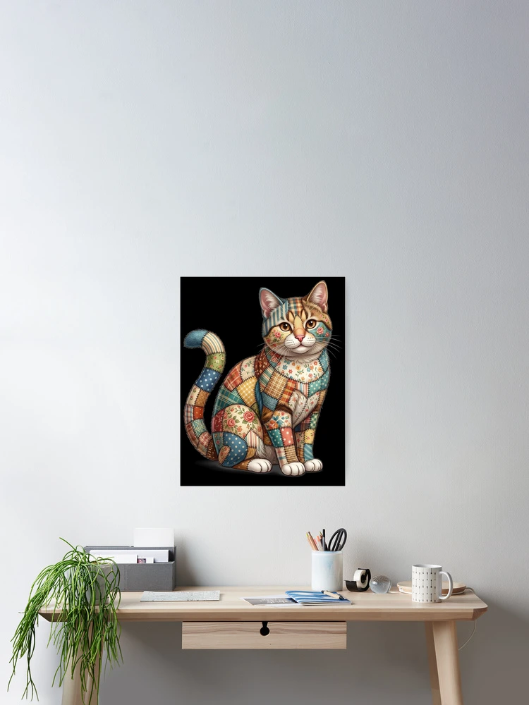 Thumbnail 2 of 3, Poster, Patchwork Cat designed and sold by ReneMM.