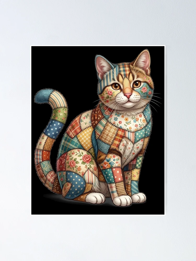 Thumbnail 1 of 3, Poster, Patchwork Cat designed and sold by ReneMM.